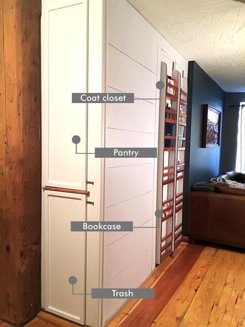 Homemade Custom Pantry, Trash, Coat Closet & Bookcase