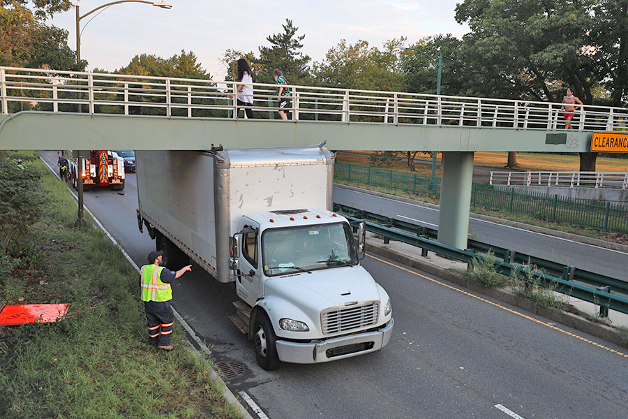 Truck stuck on Storrow Drive Boston