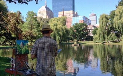 Painting on Boston Common Public Gardens